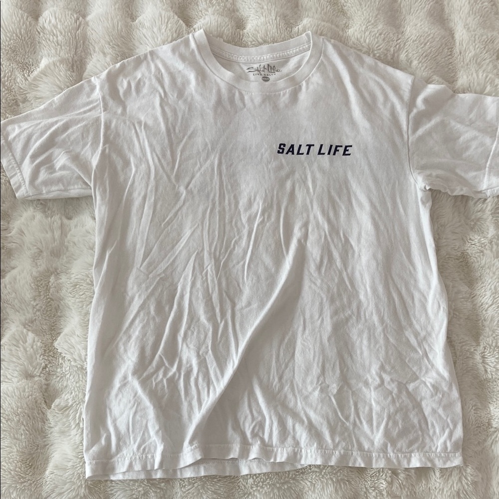 Mens Salt Life White Tee with Navy Logo